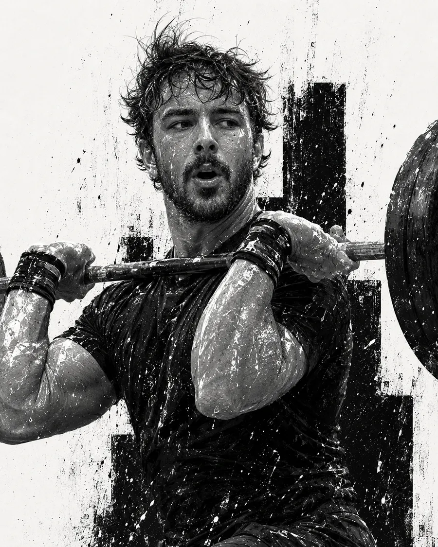 The athlete mid-lift
